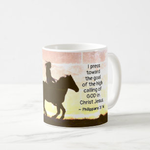 Caneca De Café Philippians 3:13-14 Eu pressiono em direção ao o