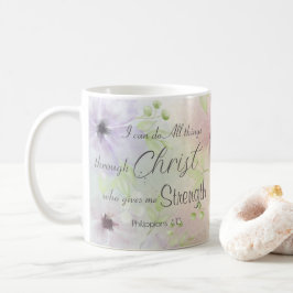 Caneca De Café Philippians 4:13 Bíblia religiosa Verse Floral