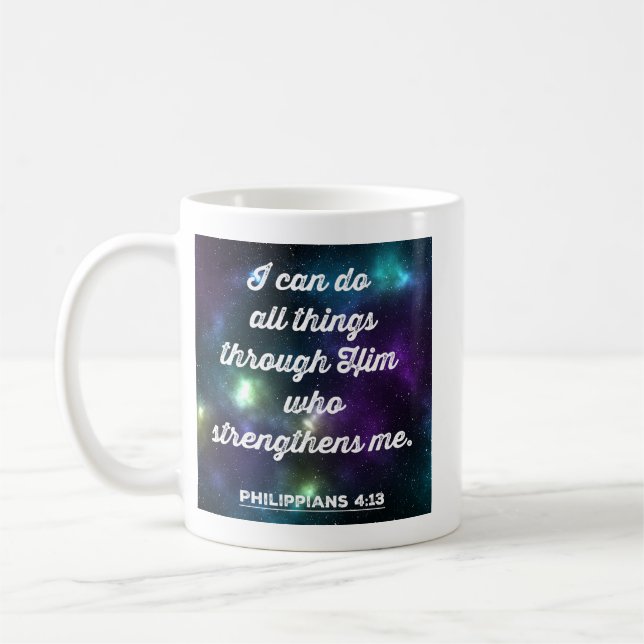 Caneca De Café Philippians 4:13 Bíblia Verse (Esquerda)