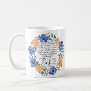 Caneca De Café Philippians 4:8, o que quer que seja Noble, Floral