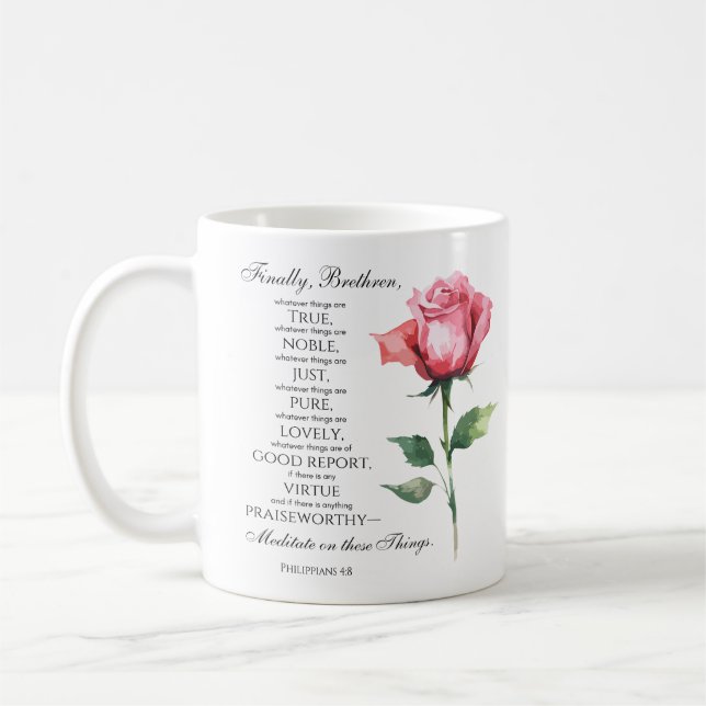 Caneca De Café Philippians 4:8 Qualquer coisa é Flor Nobre (Esquerda)