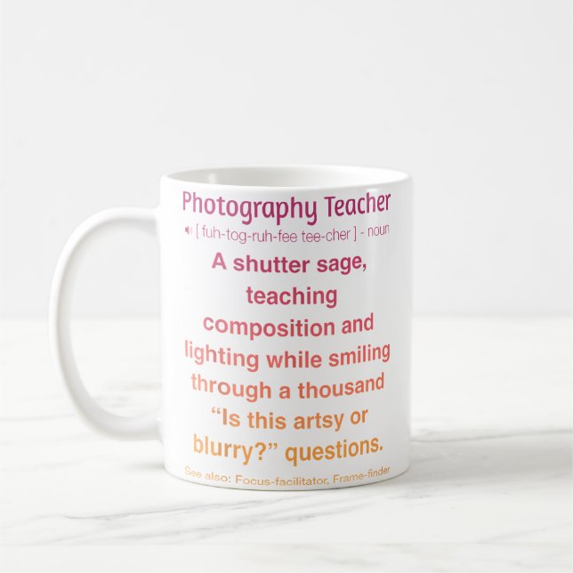Caneca De Café Photography Teacher (Esquerda)