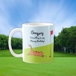 Caneca De Café Piada de Golfe de Gato de Brincadeira Personalizad