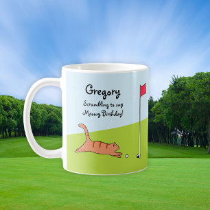 Caneca De Café Piada de Golfe de Gato de Brincadeira Personalizad