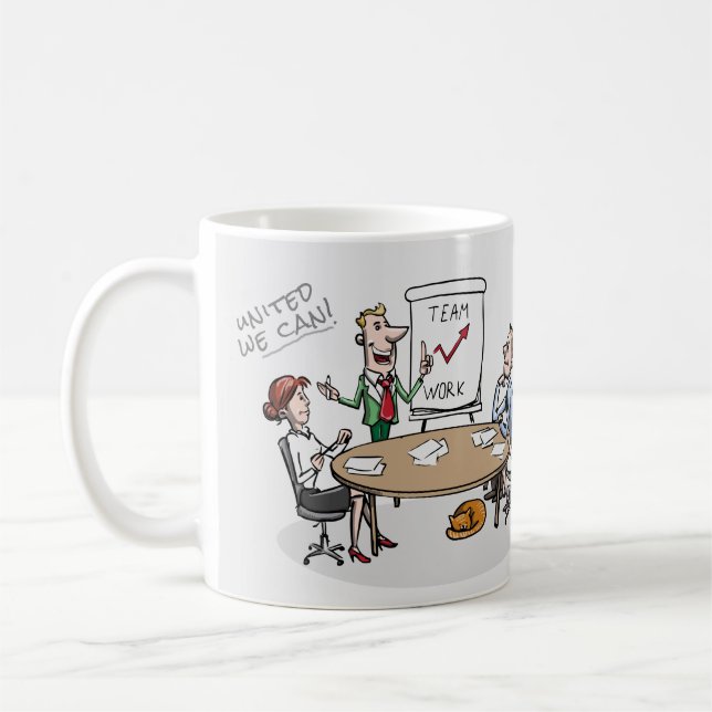 CANECA DE CAFÉ PIADA DO ESCRITÓRIO - TRABALHO DA EQUIPE - (Esquerda)