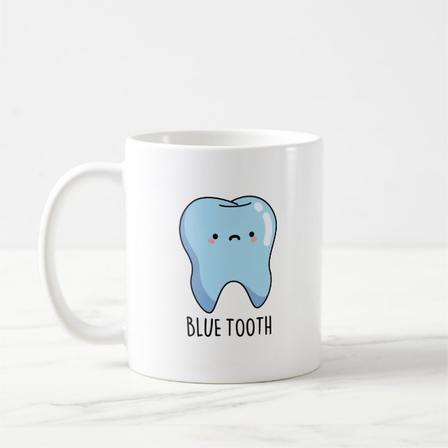 Caneca De Café Piada Técnica Bluetooth Dente Azul Engraçado  (Esquerda)