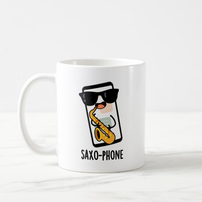 Caneca De Café Piadas de Celular Saxo-fone Engraçadas  (Esquerda)