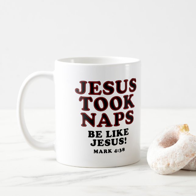 Caneca De Café Piadas de Humor Cristão Jesus Dormia (Com Donut)