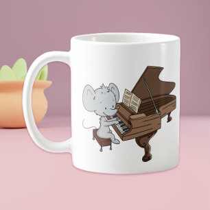 Caneca De Café Pianista Bonito Considerando Mouse Jogando Piano