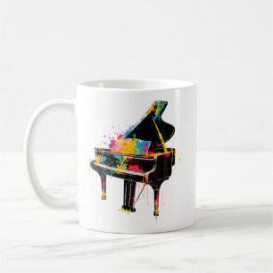 Caneca De Café Pianista de Música de Piano Colorida