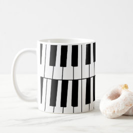 Caneca De Café Piano Branco e Preto Chaves Pianista