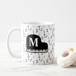 Caneca De Café Piano Grande Música Nota Monograma Pianista Pianis