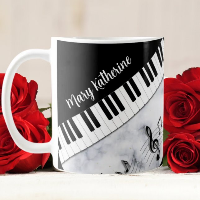 Caneca De Café Piano Personalizado Whimsical Keys Coffee Mug (Criador carregado)
