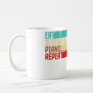 Caneca De Café Piano Vintage Comer Dormir Repetir