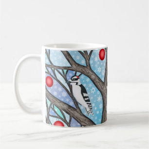 Caneca De Café Pica-pau descendente na árvore de vidro manchada X
