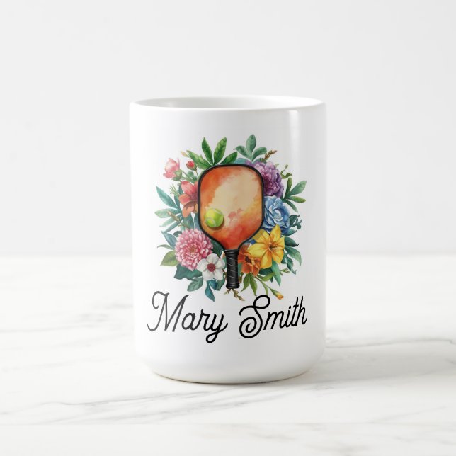 Caneca De Café Pickleball com belas flores (Centro)