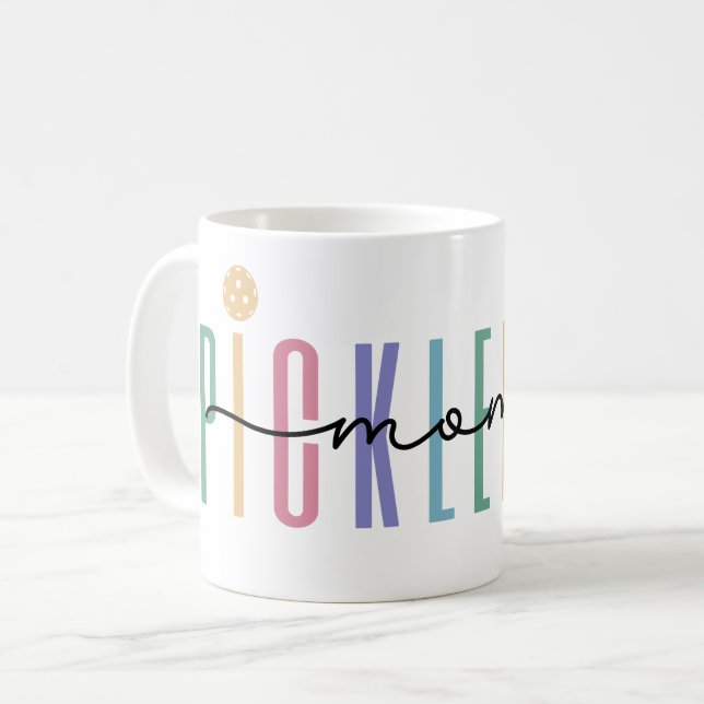 Caneca De Café Pickleball Mãe Colorida (Frente Esquerda)