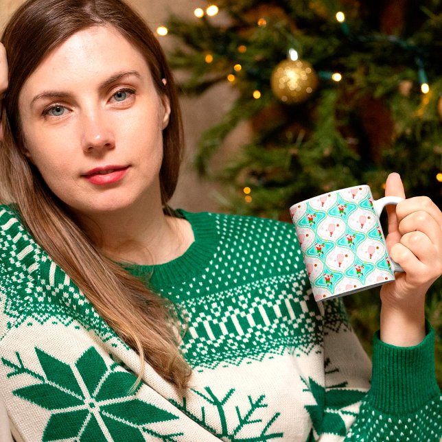 Caneca De Café Pickleball Ogee de Natal em papais noeis (Criador carregado)