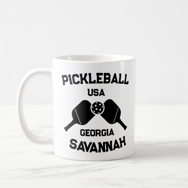 Caneca De Café Pickleball Paddle & Ball Savannah Georgia Personal (Esquerda)