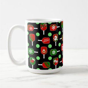 Caneca De Café Pickleball Red Paddles Balls Black