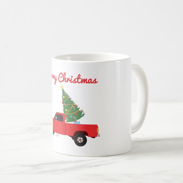 Caneca De Café Pickup Truck Árvore de Natal (Frente Esquerda)