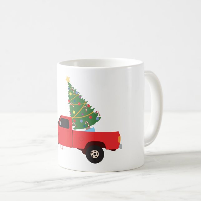 Caneca De Café Pickup Truck Árvore de Natal (Frente Esquerda)