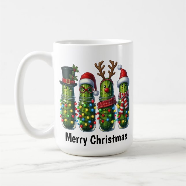 Caneca De Café Picles de Natal Engraçados (Esquerda)