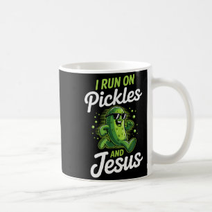 Caneca De Café Picles Engraçados Pepino Eu Corro Em Picles E Jesu