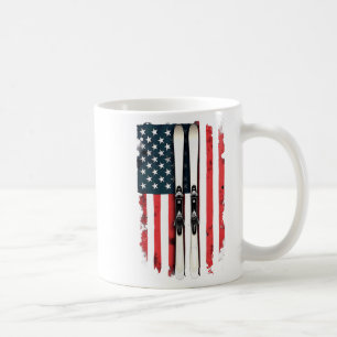 Caneca De Café Pico de Esqui Alpino do Bandeira Americano _6