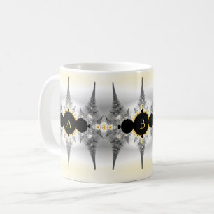 Caneca De Café Picos Fractais de Prata Monogramados