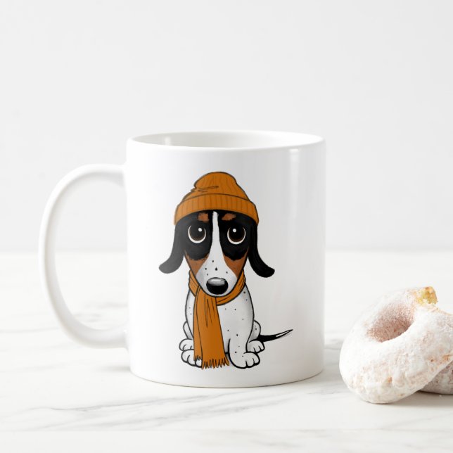 Caneca De Café Piebald Dachshund | Cachorro-Hipster (Com Donut)