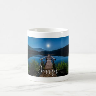 Caneca De Café Píer à noite sob lua cheia