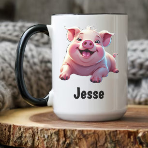 Caneca De Café Pig Feliz