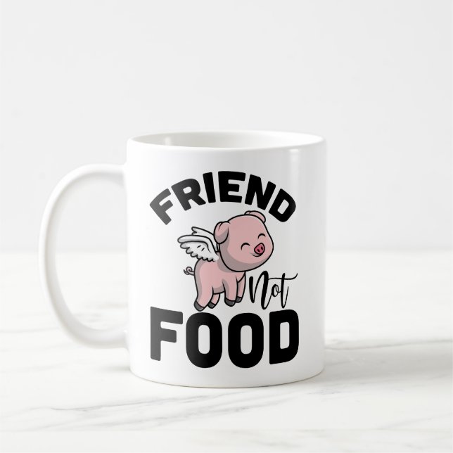 Caneca De Café Pig Lover Mug: Amigo Não Comida (Esquerda)