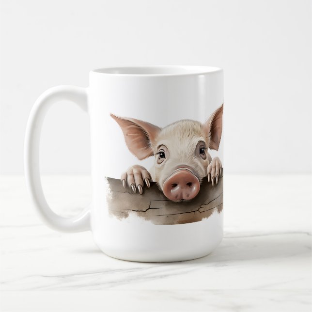CANECA DE CAFÉ PIGLET ADORÁVEL A PEGAR SOBRE A CERCA (Esquerda)