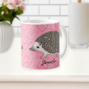 Caneca De Café Pigmeus Africanos Pigmeus Hedgehog Em Pink Heart P