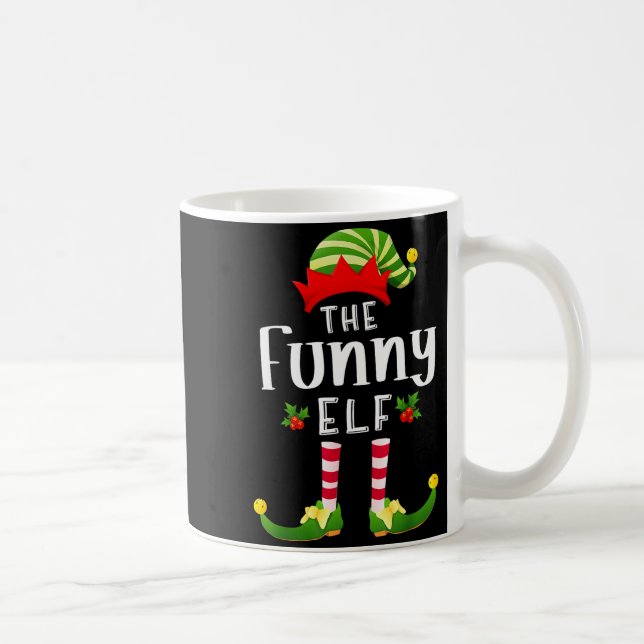 Caneca De Café Pijama Combinante de Elfe de Natal Divertido Festa (Direita)