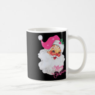 Caneca De Café Pijama Natalino Vintage Rosa Papai Noel Feliz Nata