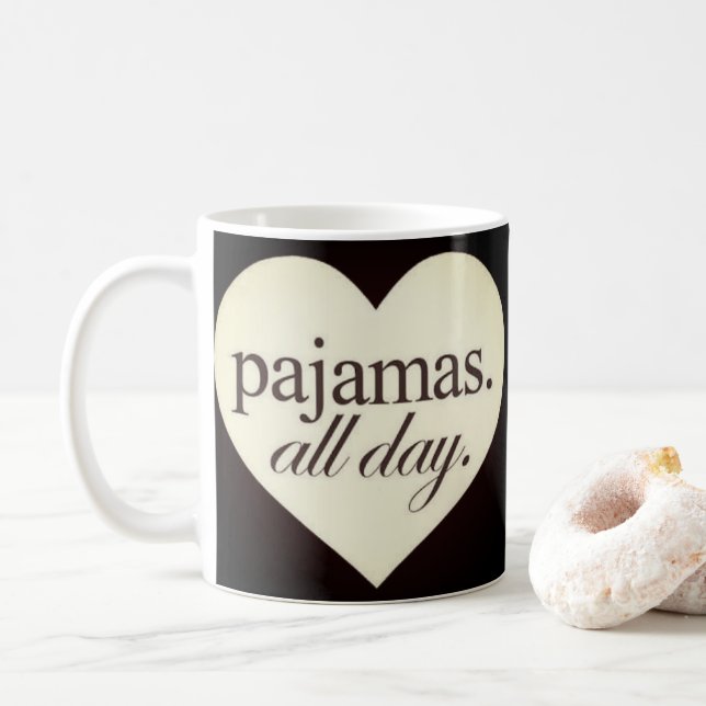 Caneca De Café Pijamas o dia inteiro (Com Donut)