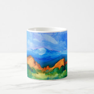 Caneca De Café Pikes Pico e Jardim dos Deuses em cores vivas