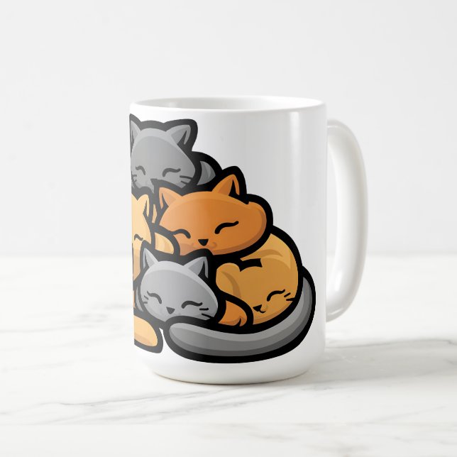 Caneca De Café Pilha De Gatos Gatinhos Engraçados, Pão De Gato Bo (Frente Esquerda)