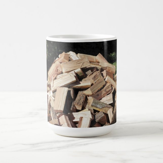 Caneca De Café Pilha de madeira desbastada fora (Centro)