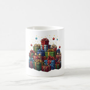 Caneca De Café Pilha de Natal Ilustrada Festiva