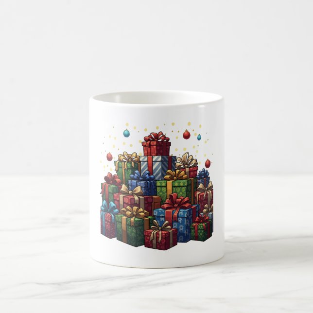 Caneca De Café Pilha de Natal Ilustrada Festiva (Centro)