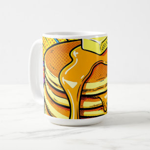 Caneca De Café Pilha de Panqueca Pop Art com Xarope