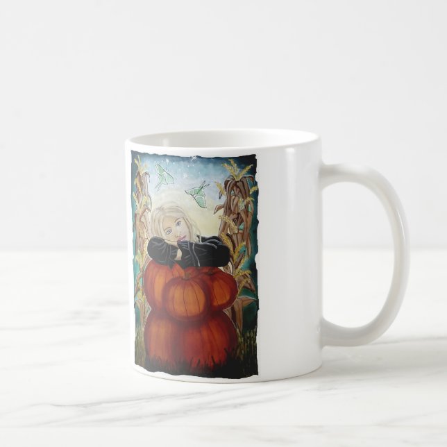 Caneca De Café Pilha de Punkin - abóboras, bruxa, lua, o Dia das (Direita)