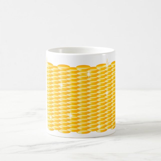 Caneca De Café Pilhas Brilhantes de Moedas de Ouro (Criador carregado)