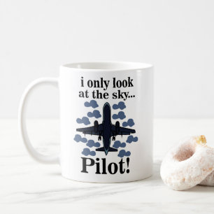 Caneca De Café Piloto Avião Eu Só Olho Para O Céu Piloto