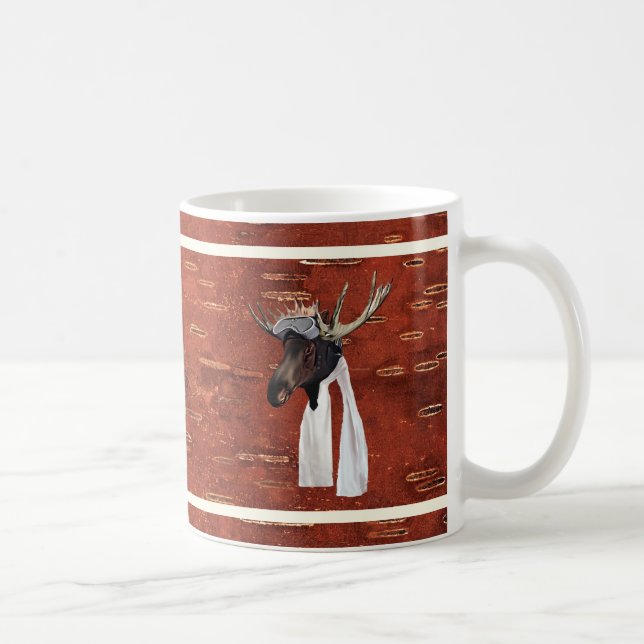 Caneca De Café Piloto De Aviação De Moose Voadora No Latido De Bi (Direita)