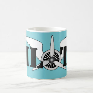 Caneca De Café Piloto de avião Aeronáutico Propulsor Gráfico Temi